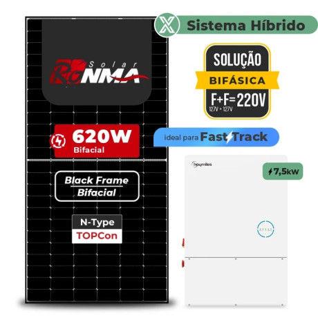 Gerador Solar até 1.116 kWh/mês Hibrido Hoymiles sem Bateria Telhado F