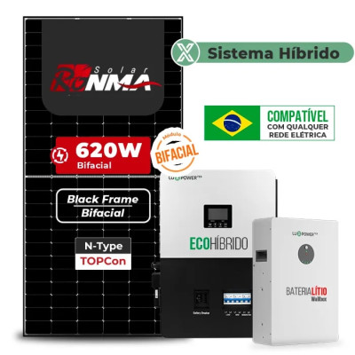 Gerador de Energia Solar Hibrido Luxpower com Bateria Sem Estrutura - 1