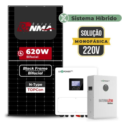 Gerador de Energia Solar Hibrido Luxpower com Bateria Sem Estrutura - 1