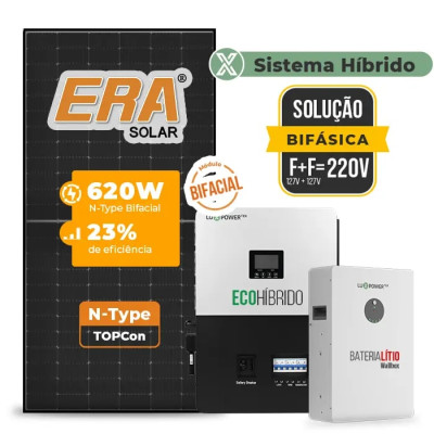Gerador de Energia Solar Hibrido Luxpower com Bateria Telhado Fibro Parafuso Madeira - 1