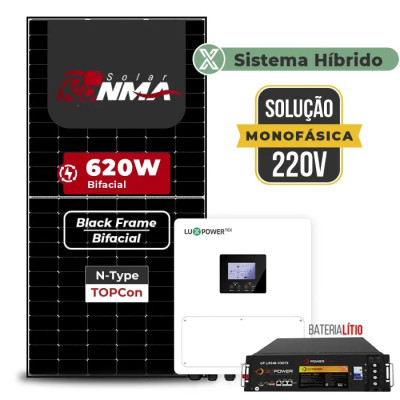 Gerador de Energia Solar Hibrido Luxpower com Bateria Telhado Cerâmico Gancho - 1